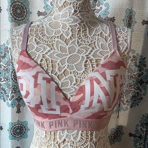 PINK Victoria's Secret Pink and White Camo Bra
